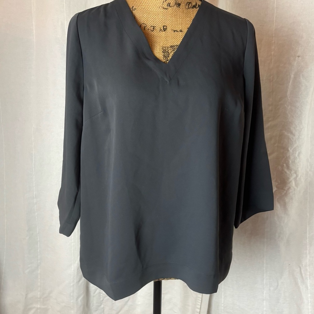 NWT J Jill Wearever Easy Care Popover Tunic Top Lavarock Dark Gray Sz Small